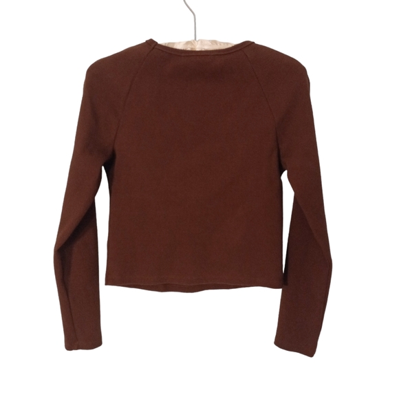 Anthropologie Ribbed Shoulder Cutout Detail Long Sleeved Top | Small - Picture 3 of 6